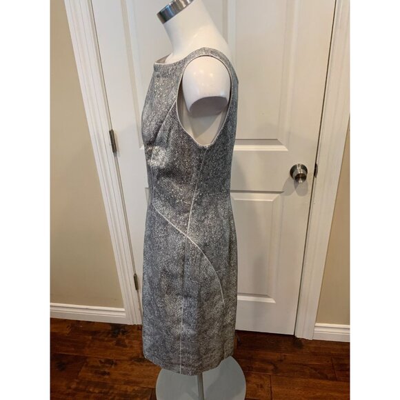 Lafayette 148 New York Navy  Gray Snakeskin Print Shift Dress, Size 10, NWT! - Picture 5 of 9